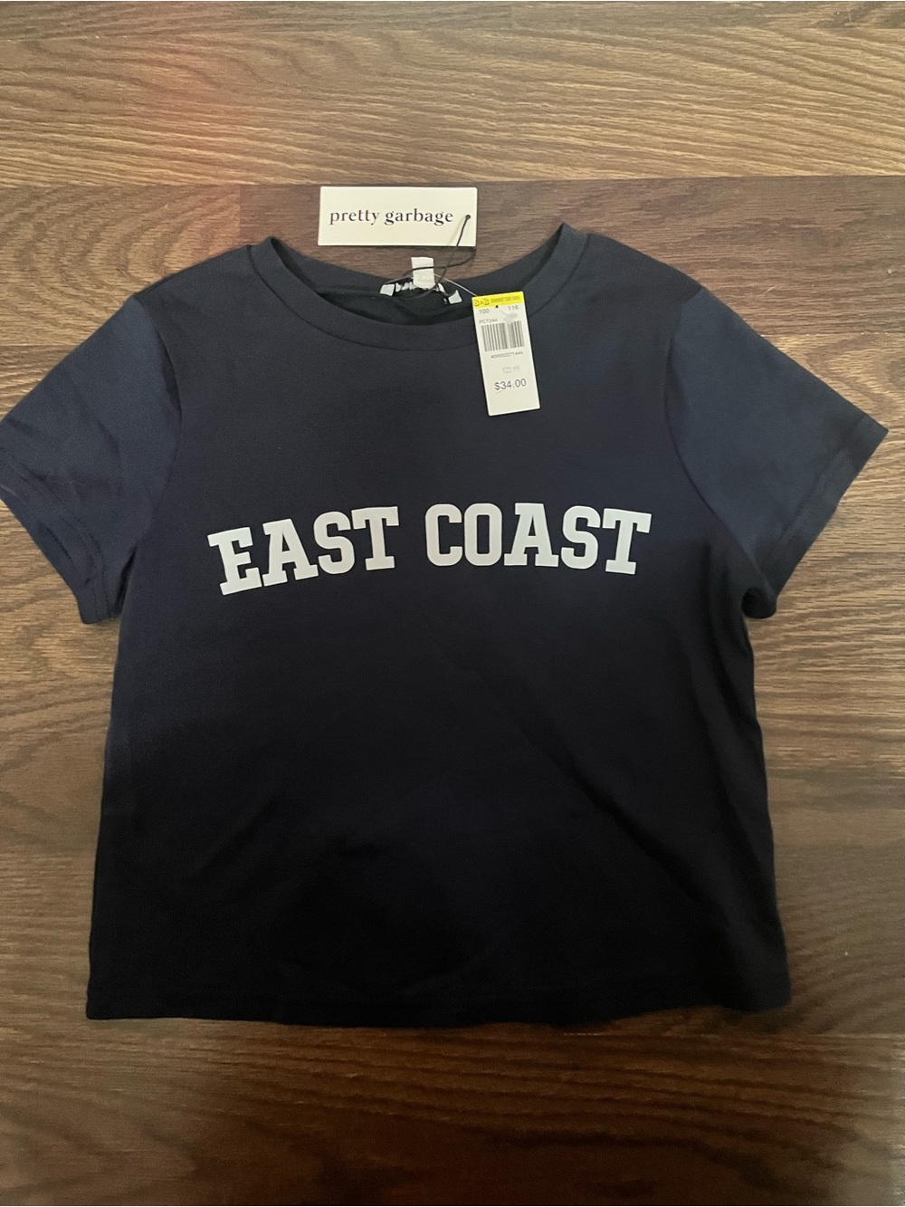 Pretty Garbage Navy 'East Coast' Crop Tee - Women's